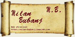 Milan Bubanj vizit kartica